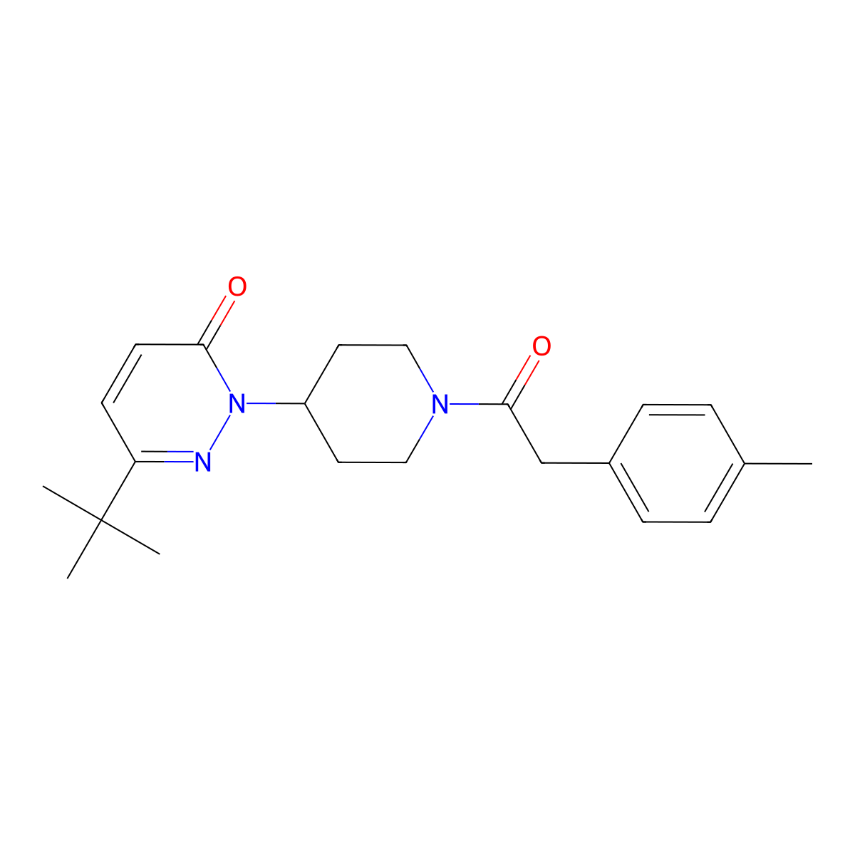 6-Tert-butyl-2-{1-[2-(4-methylphenyl)acetyl]piperidin-4-yl}-2,3-dihydropyridazin-3-one molecular structure, CAS 2319807-05-9