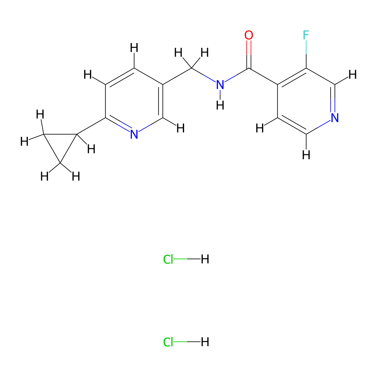 N-[(6-cyclopropylpyridin-3-yl)methyl]-3-fluoropyridine-4-carboxamide dihydrochloride molecular structure, CAS 2319807-12-8