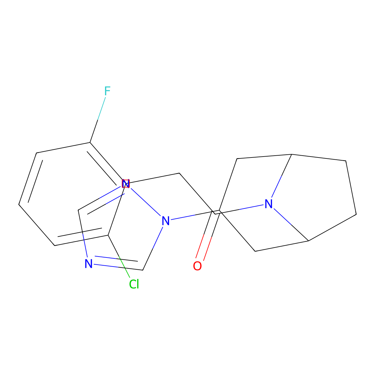 1-((1R,5S)-3-(1H-1,2,4-triazol-1-yl)-8-azabicyclo[3.2.1]octan-8-yl)-2-(2-chloro-6-fluorophenyl)ethan-1-one molecular structure, CAS 2319807-13-9