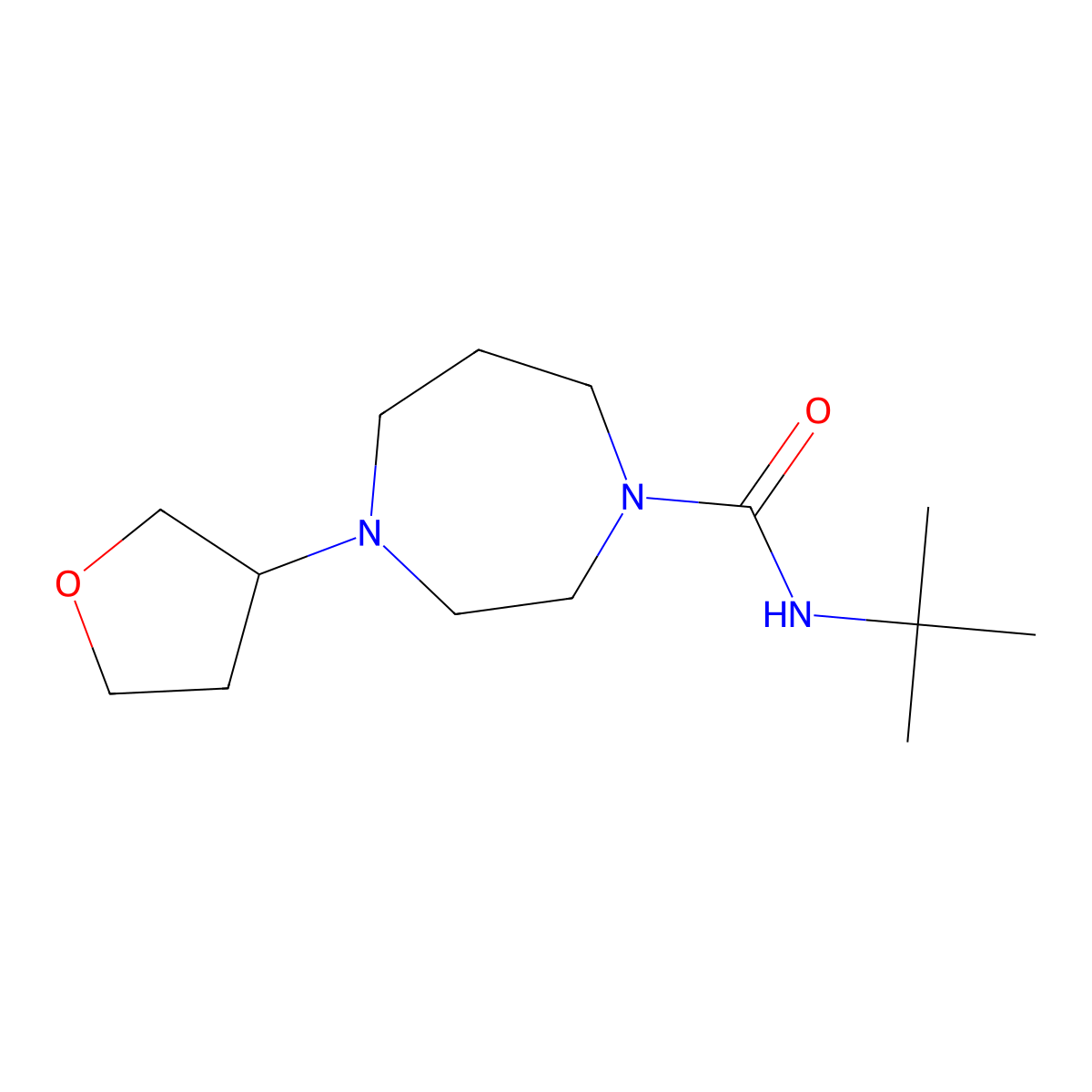 N-tert-butyl-4-(oxolan-3-yl)-1,4-diazepane-1-carboxamide molecular structure, CAS 2319807-33-3