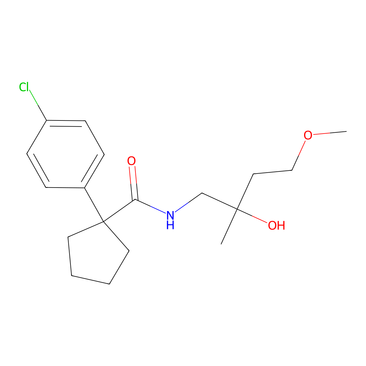 1-(4-chlorophenyl)-N-(2-hydroxy-4-methoxy-2-methylbutyl)cyclopentane-1-carboxamide molecular structure, CAS 2319807-46-8