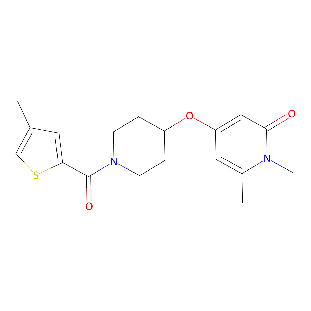 1,6-dimethyl-4-((1-(4-methylthiophene-2-carbonyl)piperidin-4-yl)oxy)pyridin-2(1H)-one molecular structure, CAS 2319807-47-9