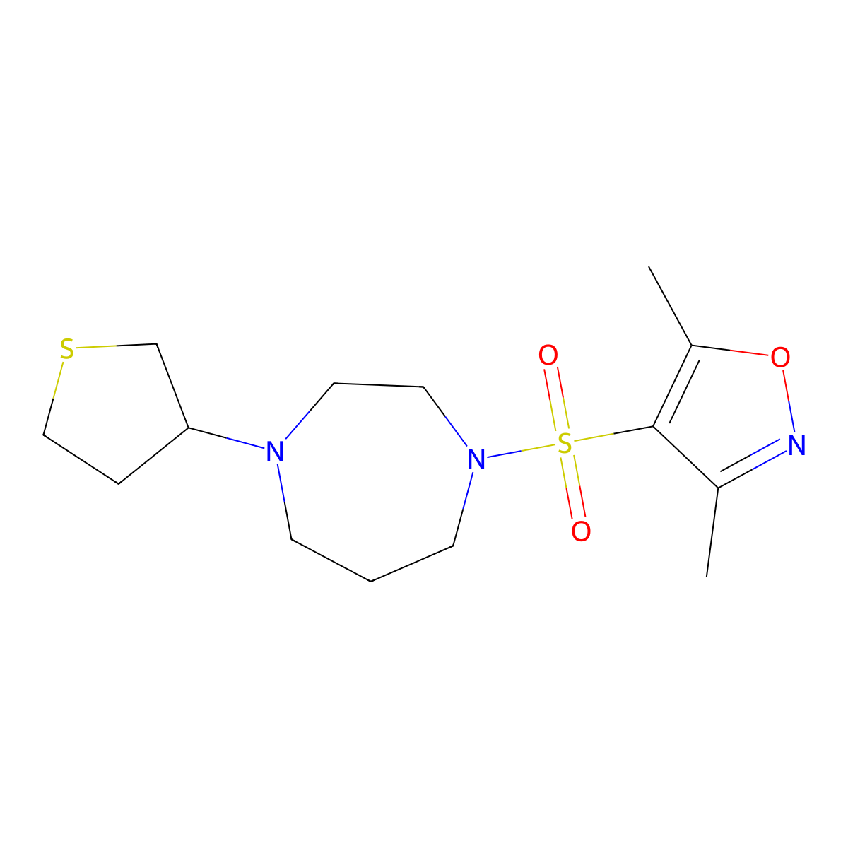 1-[(3,5-Dimethyl-1,2-oxazol-4-yl)sulfonyl]-4-(thiolan-3-yl)-1,4-diazepane molecular structure, CAS 2319807-67-3