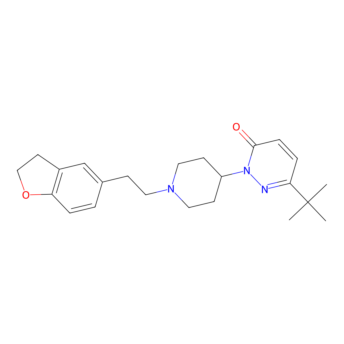 6-Tert-butyl-2-{1-[2-(2,3-dihydro-1-benzofuran-5-yl)ethyl]piperidin-4-yl}-2,3-dihydropyridazin-3-one molecular structure, CAS 2319807-79-7