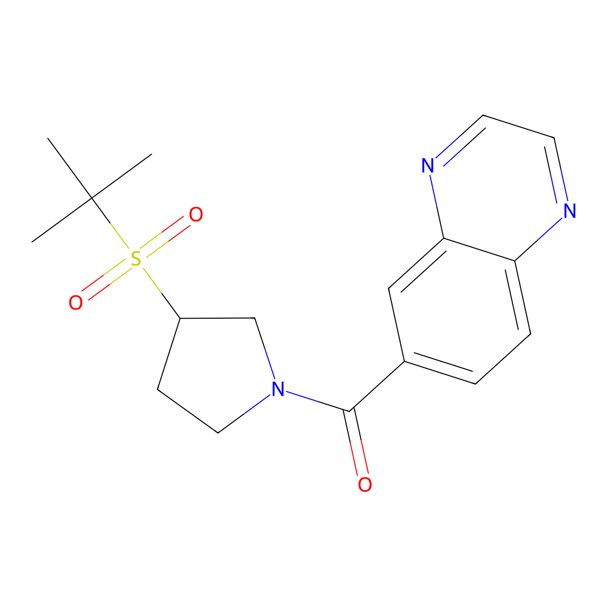 (3-(Tert-butylsulfonyl)pyrrolidin-1-yl)(quinoxalin-6-yl)methanone molecular structure, CAS 2319807-85-5
