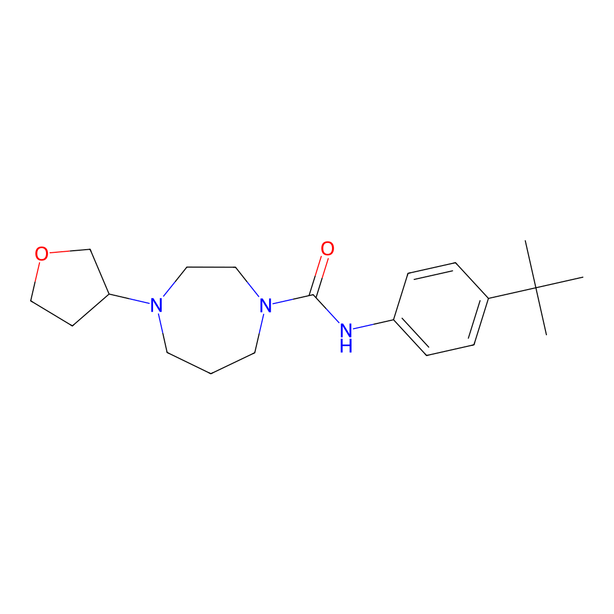 N-(4-tert-butylphenyl)-4-(oxolan-3-yl)-1,4-diazepane-1-carboxamide molecular structure, CAS 2319808-04-1