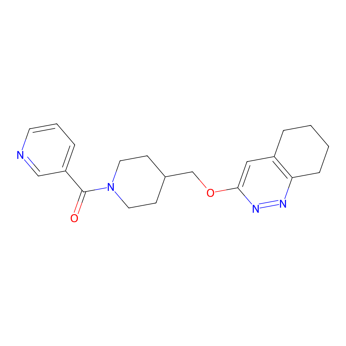 3-{[1-(Pyridine-3-carbonyl)piperidin-4-yl]methoxy}-5,6,7,8-tetrahydrocinnoline molecular structure, CAS 2319808-17-6