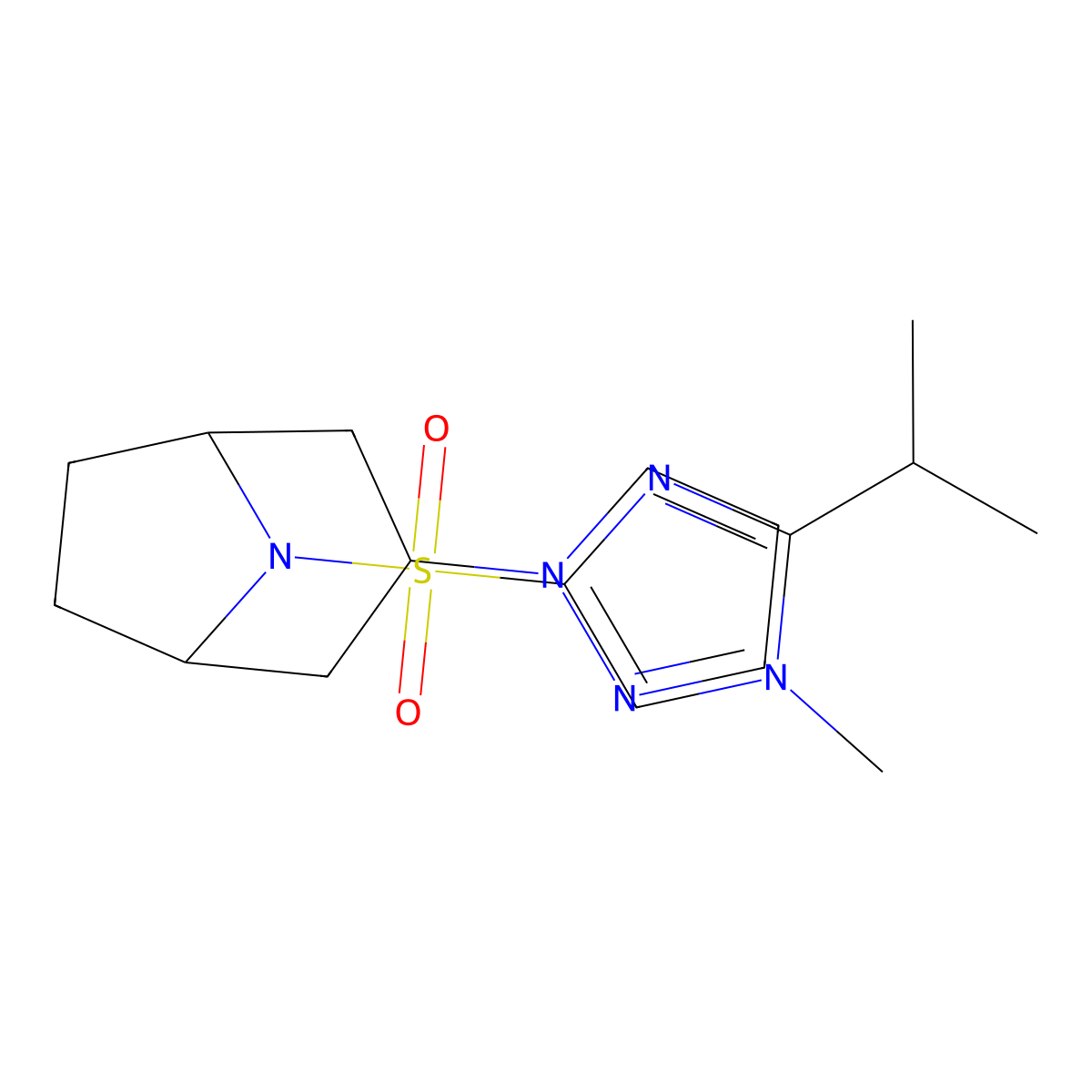 8-{[1-methyl-2-(propan-2-yl)-1H-imidazol-4-yl]sulfonyl}-3-(1H-pyrazol-1-yl)-8-azabicyclo[3.2.1]octane molecular structure, CAS 2319808-39-2