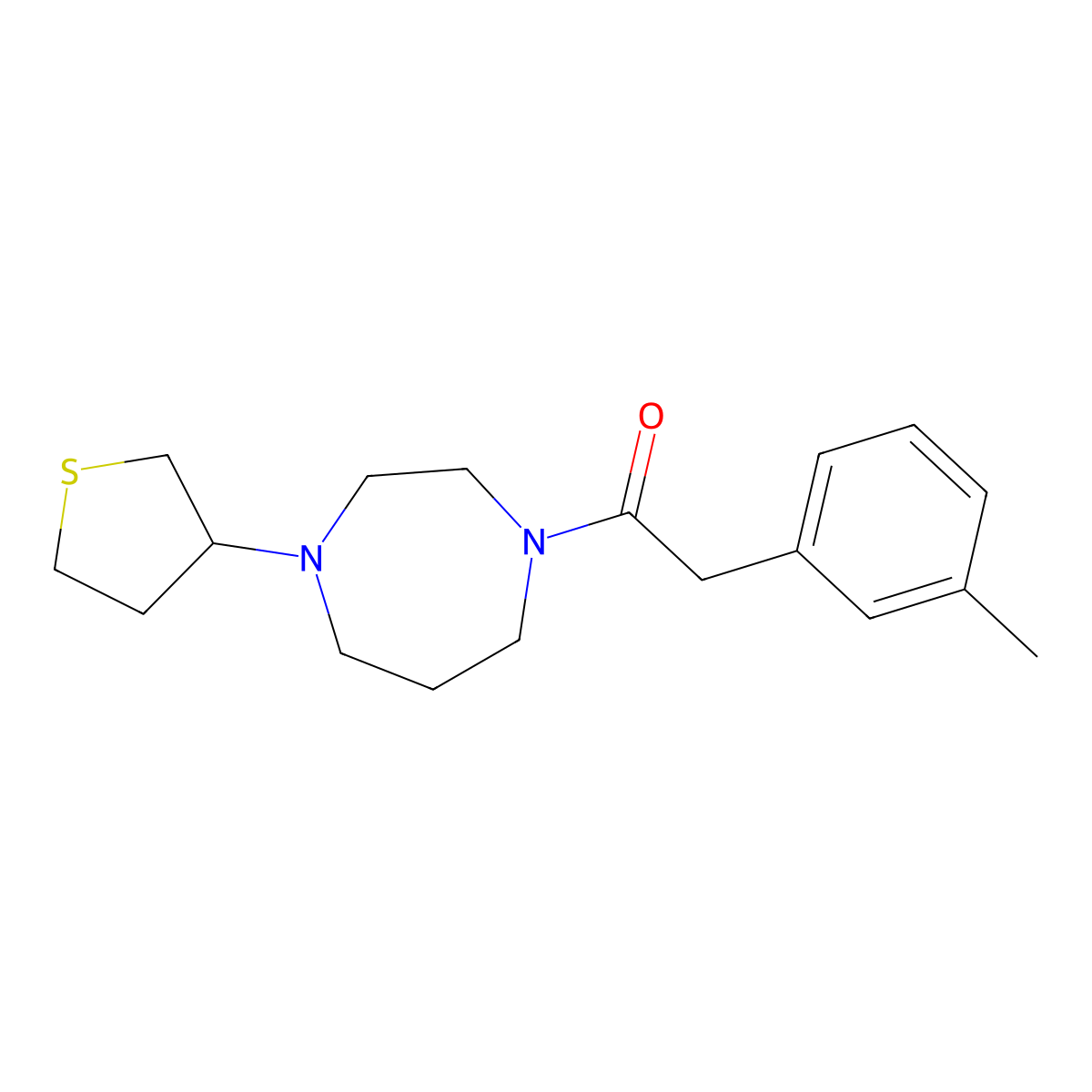 1-(4-(Tetrahydrothiophen-3-yl)-1,4-diazepan-1-yl)-2-(m-tolyl)ethan-1-one molecular structure, CAS 2319808-49-4