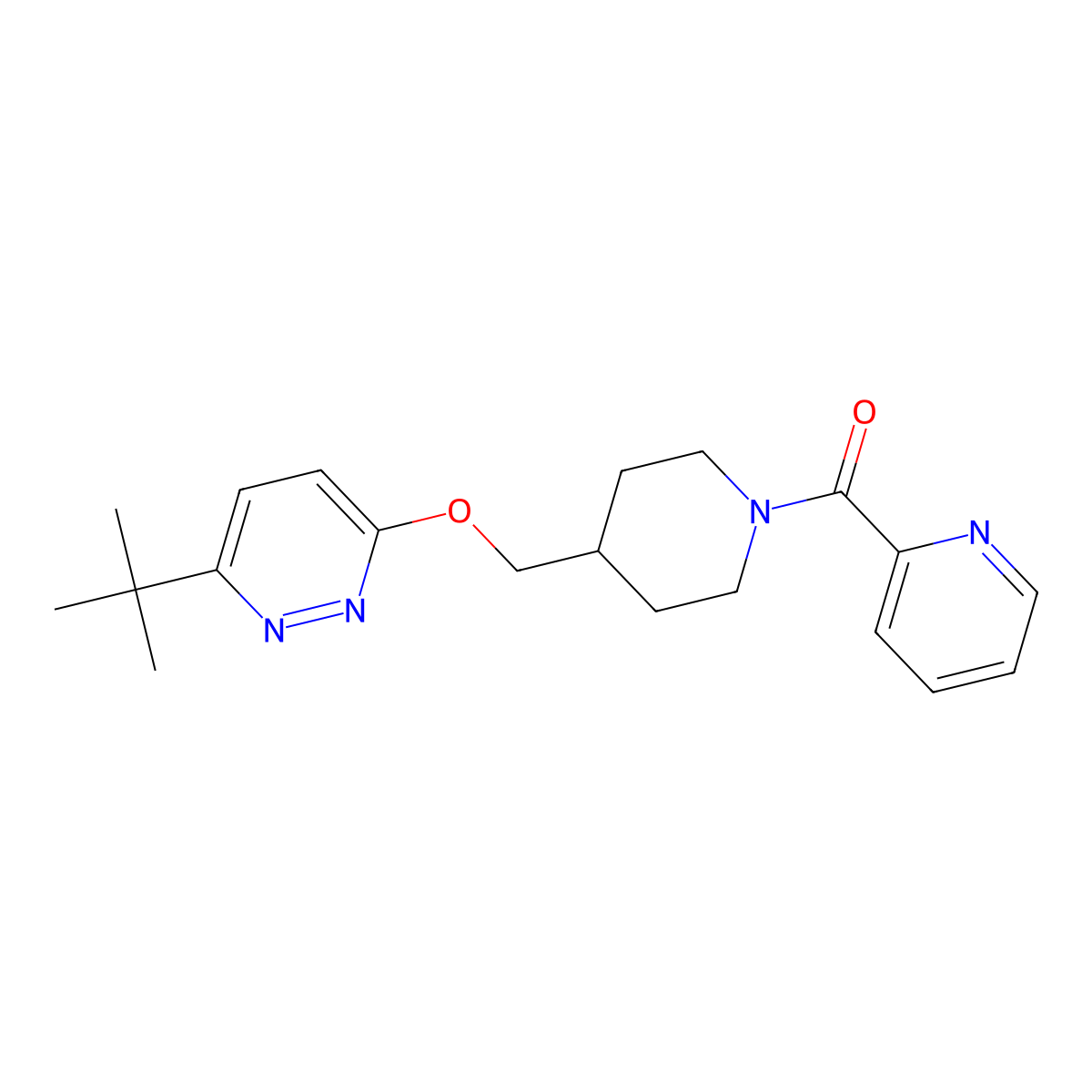 3-Tert-butyl-6-{[1-(pyridine-2-carbonyl)piperidin-4-yl]methoxy}pyridazine molecular structure, CAS 2319808-54-1