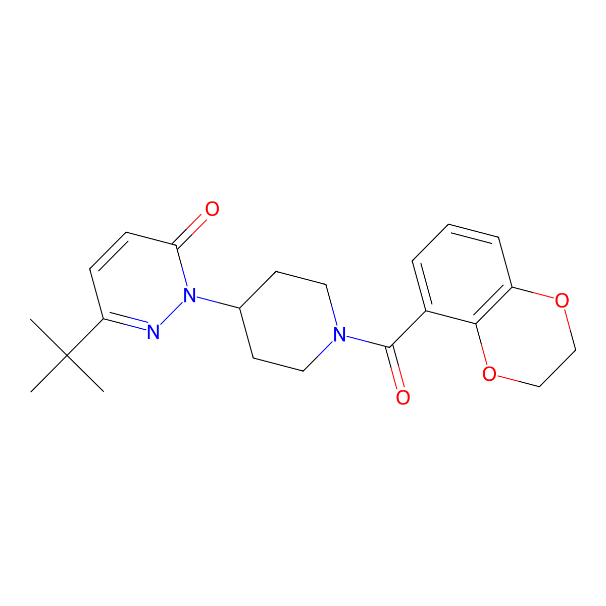 6-Tert-butyl-2-[1-(2,3-dihydro-1,4-benzodioxine-5-carbonyl)piperidin-4-yl]-2,3-dihydropyridazin-3-one molecular structure, CAS 2319808-69-8