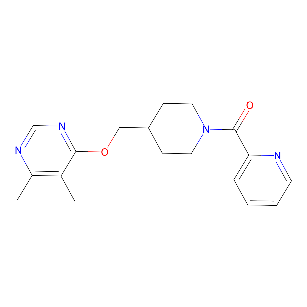 4,5-Dimethyl-6-{[1-(pyridine-2-carbonyl)piperidin-4-yl]methoxy}pyrimidine molecular structure, CAS 2319808-75-6