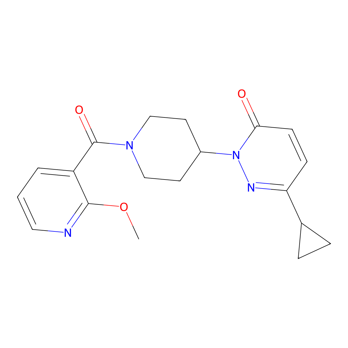 6-Cyclopropyl-2-[1-(2-methoxypyridine-3-carbonyl)piperidin-4-yl]-2,3-dihydropyridazin-3-one molecular structure, CAS 2319808-85-8