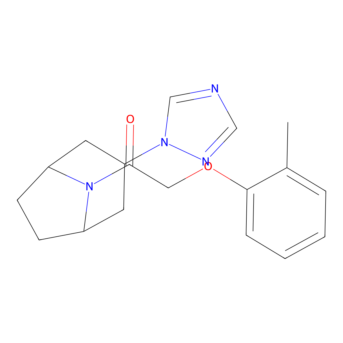 1-((1R,5S)-3-(1H-1,2,4-triazol-1-yl)-8-azabicyclo[3.2.1]octan-8-yl)-2-(o-tolyloxy)ethan-1-one molecular structure, CAS 2319809-25-9