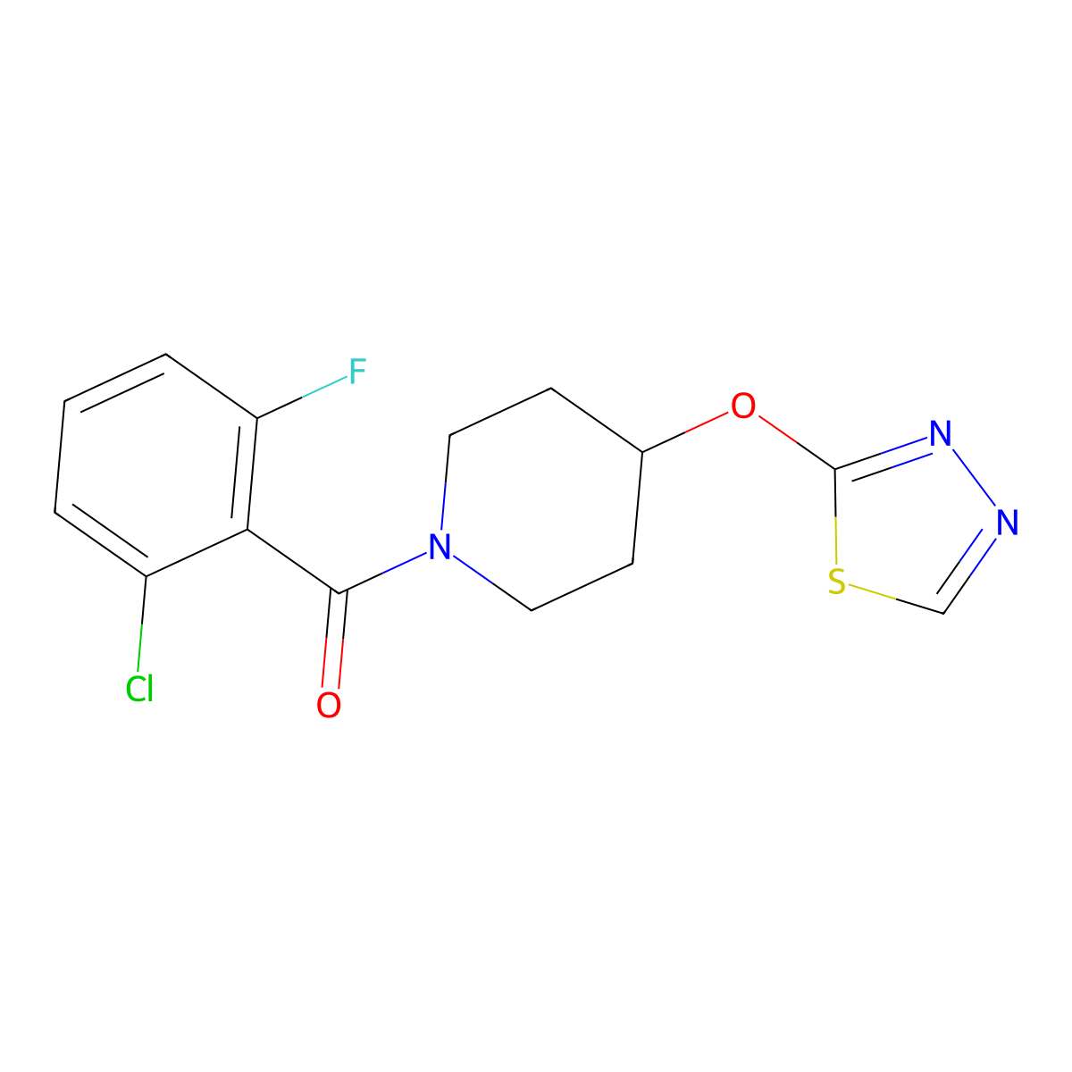 (4-((1,3,4-Thiadiazol-2-yl)oxy)piperidin-1-yl)(2-chloro-6-fluorophenyl)methanone molecular structure, CAS 2319809-37-3