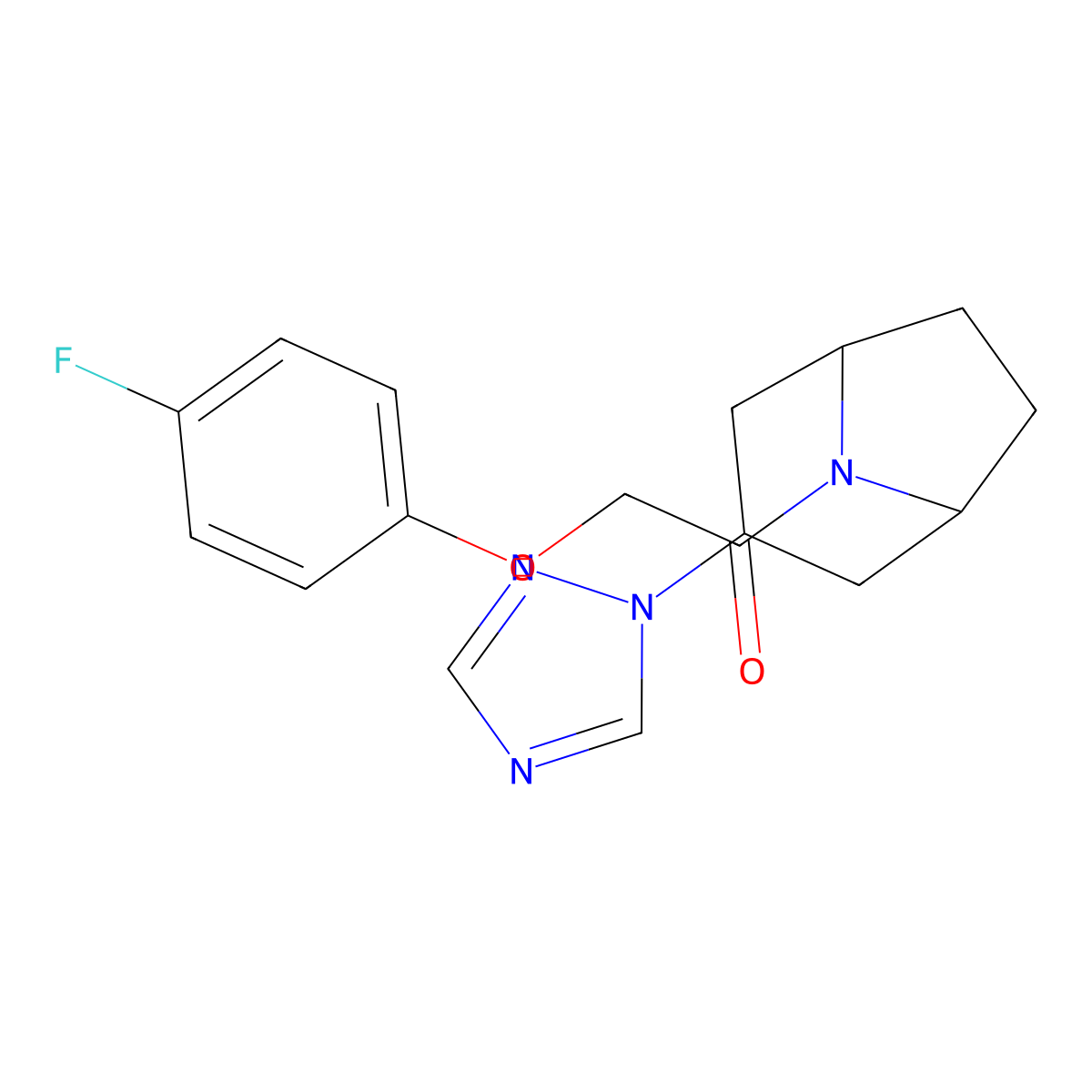 2-(4-fluorophenoxy)-1-[3-(1H-1,2,4-triazol-1-yl)-8-azabicyclo[3.2.1]octan-8-yl]ethan-1-one molecular structure, CAS 2319809-69-1