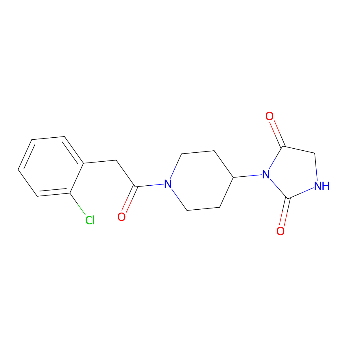 3-{1-[2-(2-Chlorophenyl)acetyl]piperidin-4-yl}imidazolidine-2,4-dione molecular structure, CAS 2319809-96-4