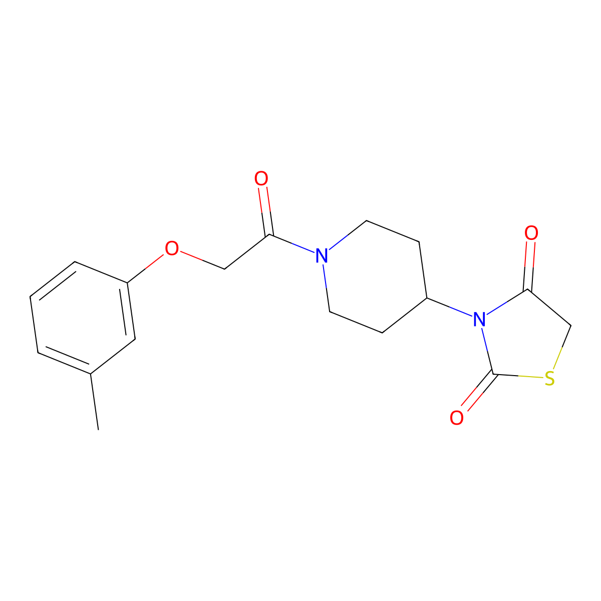 3-(1-(2-(m-Tolyloxy)acetyl)piperidin-4-yl)thiazolidine-2,4-dione molecular structure, CAS 2319831-30-4
