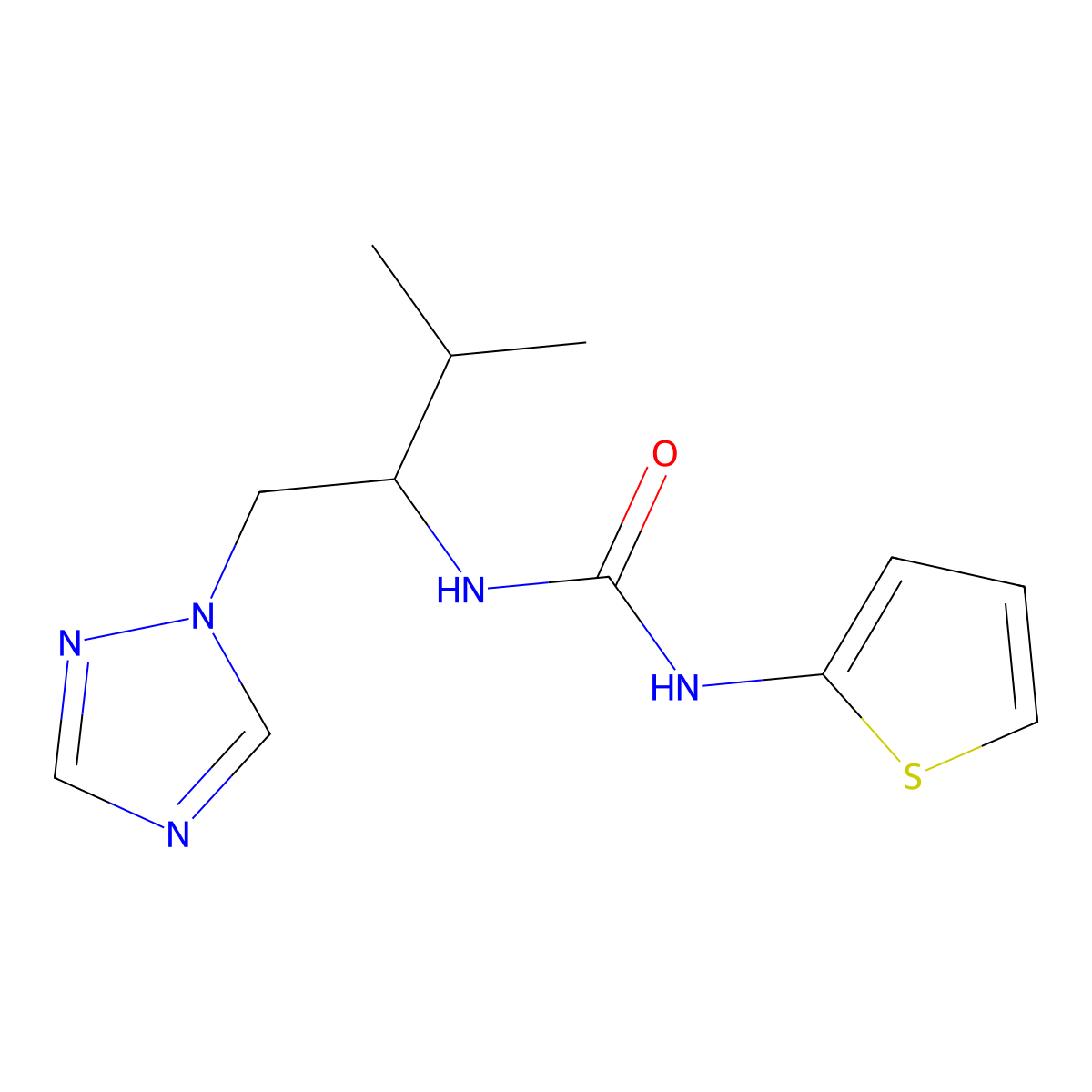 3-[3-methyl-1-(1H-1,2,4-triazol-1-yl)butan-2-yl]-1-(thiophen-2-yl)urea molecular structure, CAS 2319831-36-0