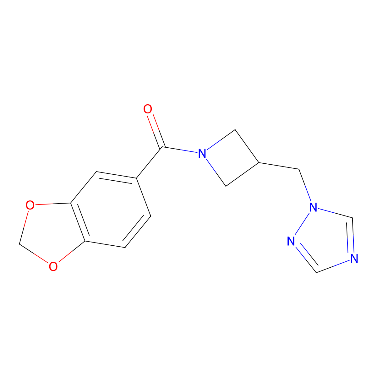1-{[1-(2H-1,3-benzodioxole-5-carbonyl)azetidin-3-yl]methyl}-1H-1,2,4-triazole molecular structure, CAS 2319831-98-4