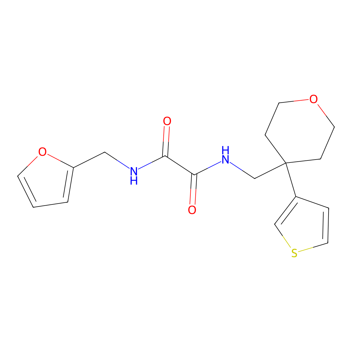 N-[(furan-2-yl)methyl]-N'-{[4-(thiophen-3-yl)oxan-4-yl]methyl}ethanediamide molecular structure, CAS 2319832-99-8