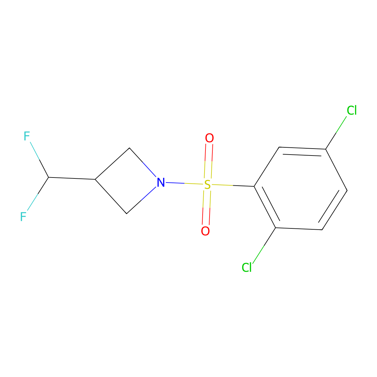 1-((2,5-Dichlorophenyl)sulfonyl)-3-(difluoromethyl)azetidine molecular structure, CAS 2319833-29-7