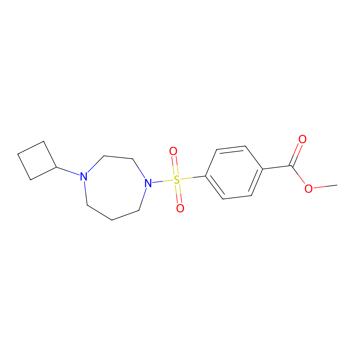 Methyl 4-[(4-cyclobutyl-1,4-diazepan-1-yl)sulfonyl]benzoate molecular structure, CAS 2319833-89-9