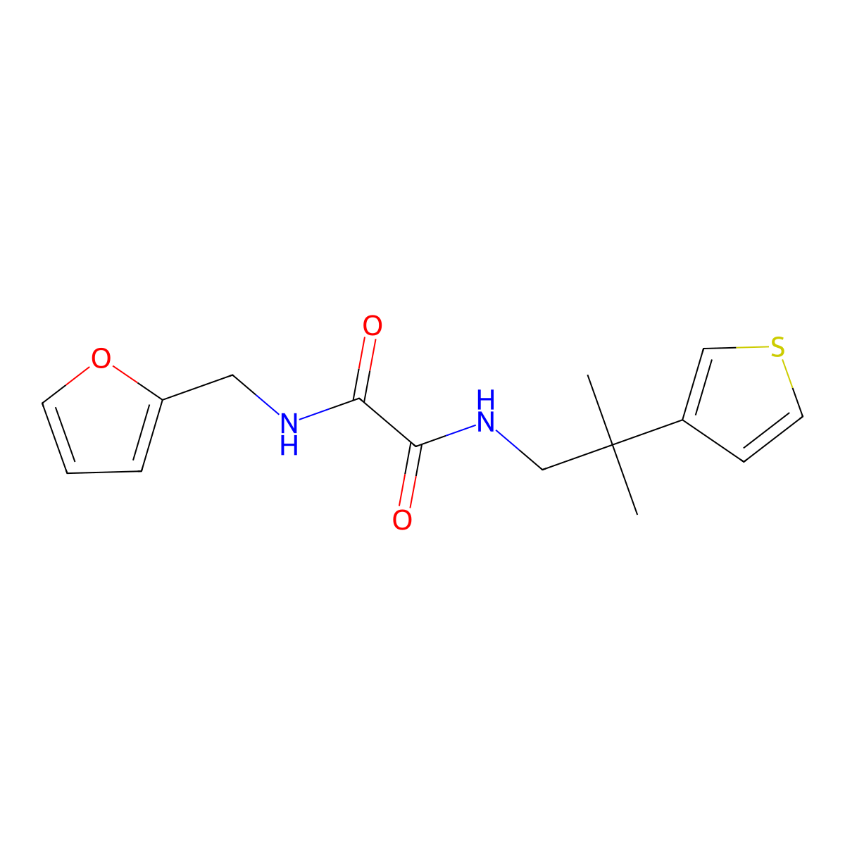N1-(furan-2-ylmethyl)-N2-(2-methyl-2-(thiophen-3-yl)propyl)oxalamide molecular structure, CAS 2319834-21-2