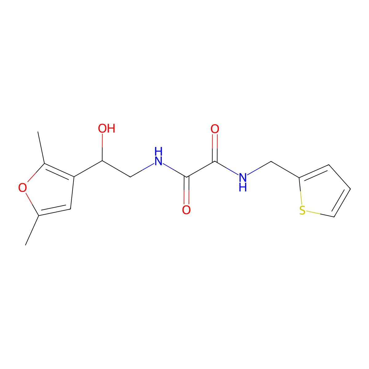 N-[2-(2,5-dimethylfuran-3-yl)-2-hydroxyethyl]-N'-[(thiophen-2-yl)methyl]ethanediamide molecular structure, CAS 2319834-28-9