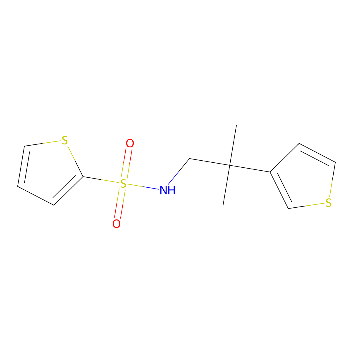 N-(2-methyl-2-(thiophen-3-yl)propyl)thiophene-2-sulfonamide molecular structure, CAS 2319834-49-4