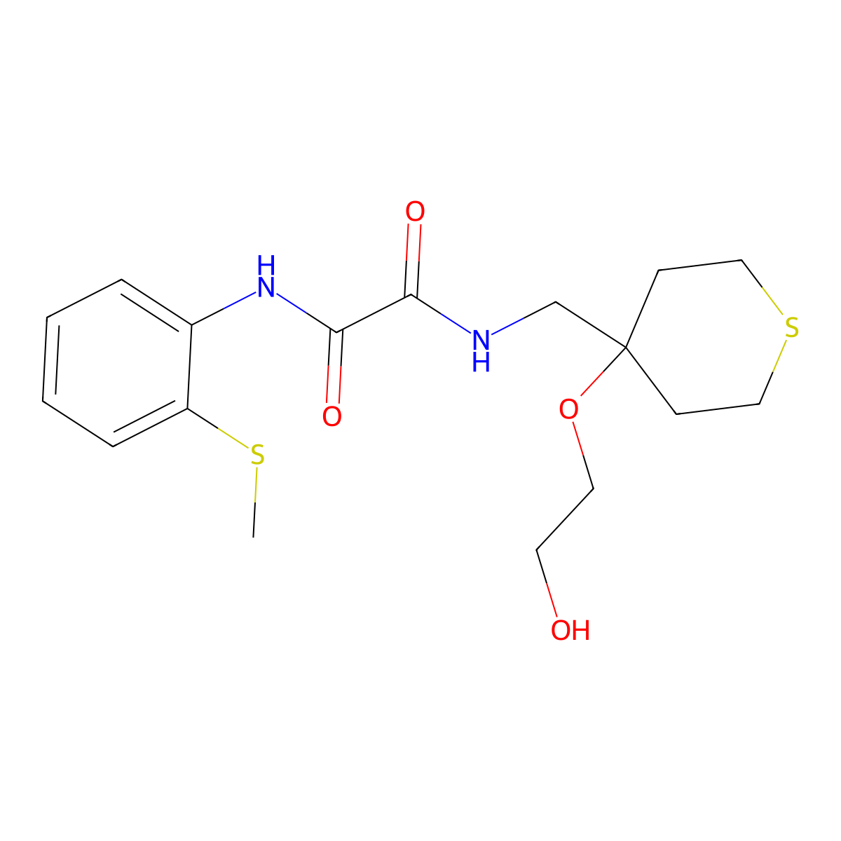 N'-{[4-(2-hydroxyethoxy)thian-4-yl]methyl}-N-[2-(methylsulfanyl)phenyl]ethanediamide molecular structure, CAS 2319834-52-9