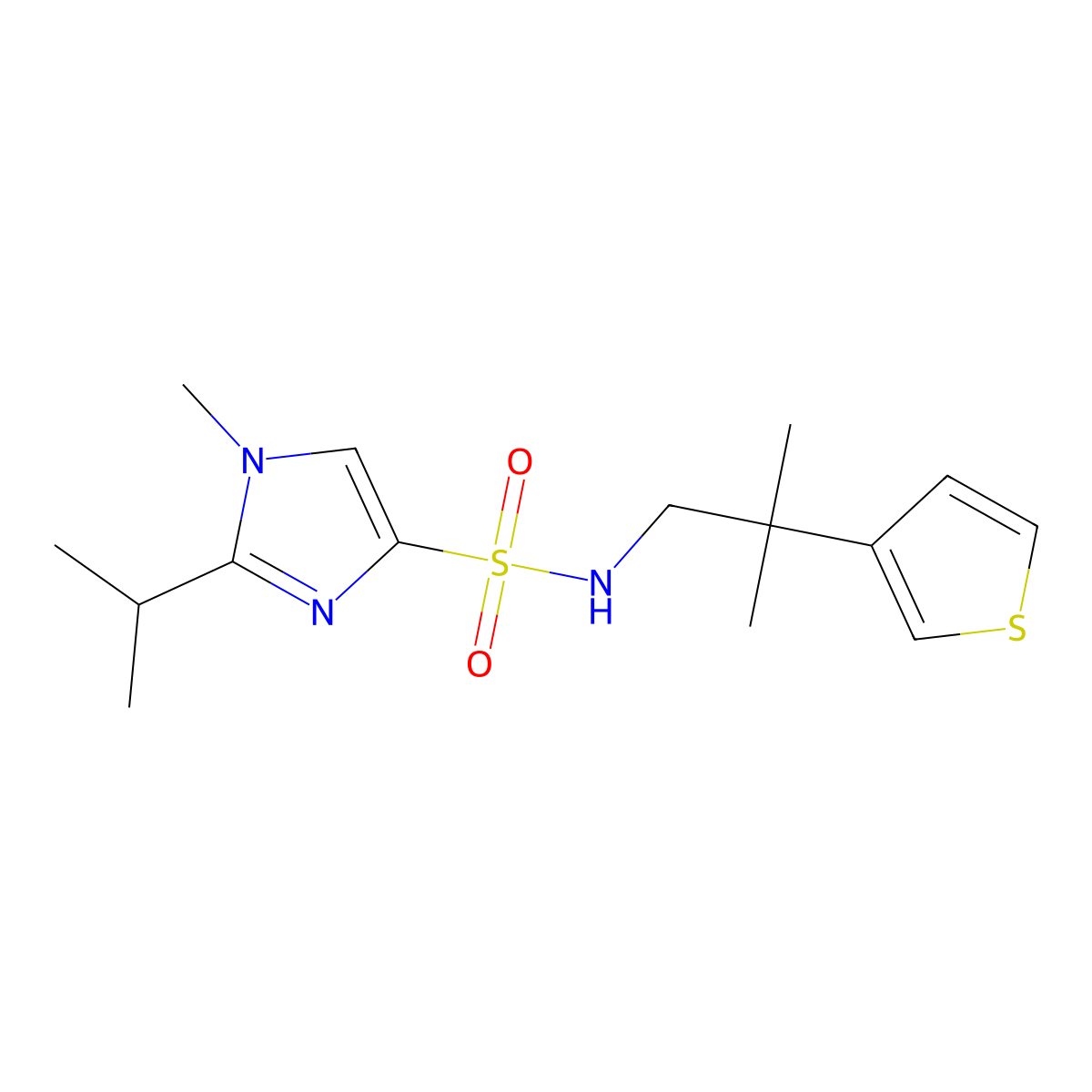 1-methyl-N-[2-methyl-2-(thiophen-3-yl)propyl]-2-(propan-2-yl)-1H-imidazole-4-sulfonamide molecular structure, CAS 2319834-58-5
