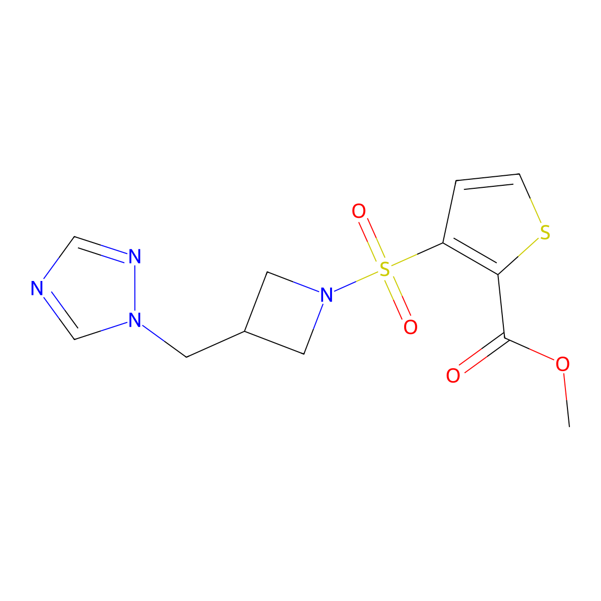 methyl 3-({3-[(1H-1,2,4-triazol-1-yl)methyl]azetidin-1-yl}sulfonyl)thiophene-2-carboxylate molecular structure, CAS 2319834-91-6