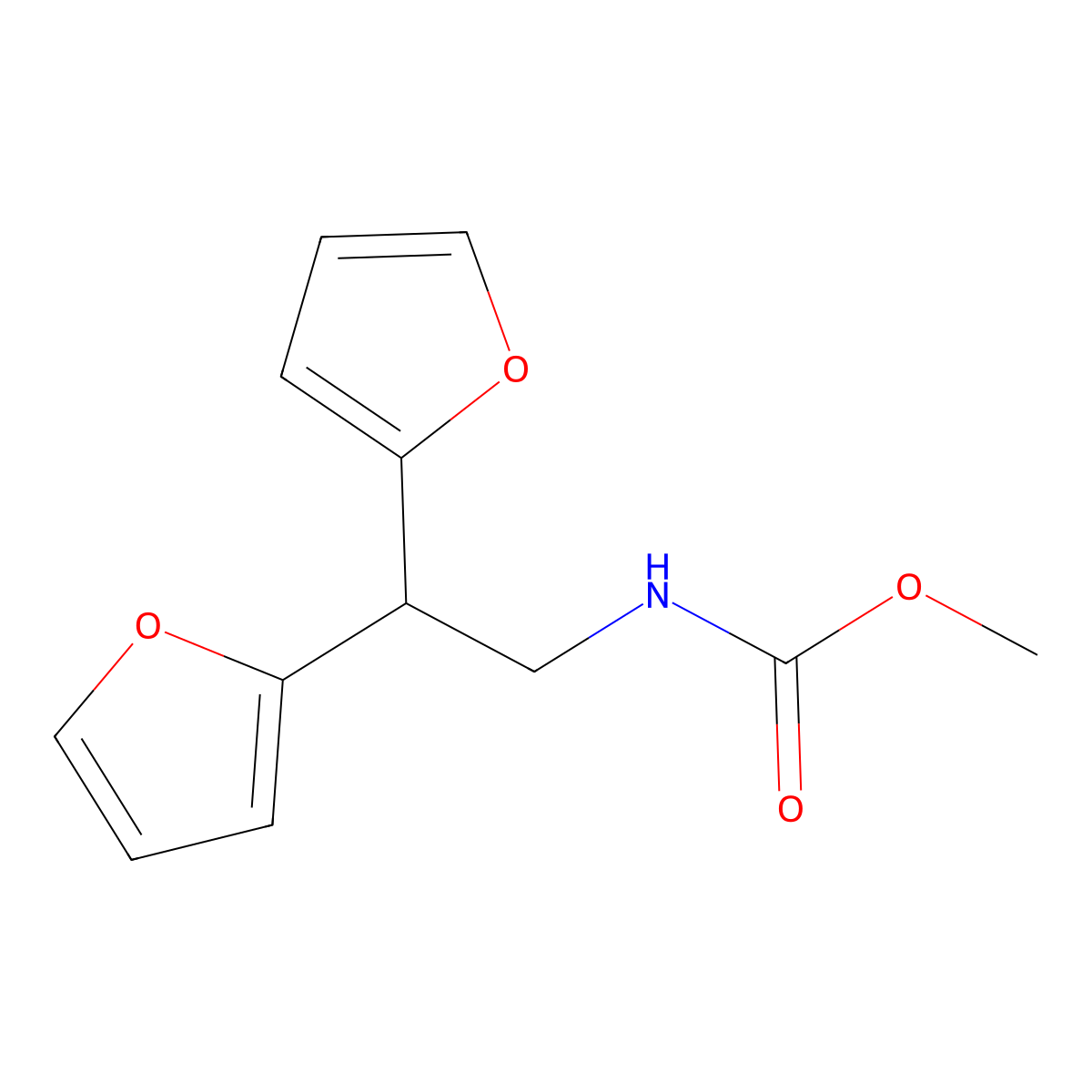 Methyl (2,2-di(furan-2-yl)ethyl)carbamate molecular structure, CAS 2319835-43-1