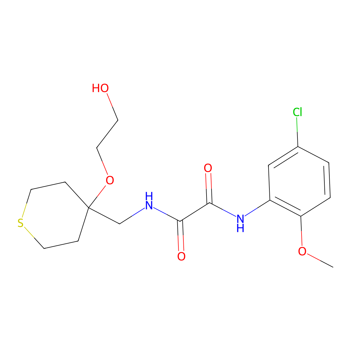 N-(5-chloro-2-methoxyphenyl)-N'-{[4-(2-hydroxyethoxy)thian-4-yl]methyl}ethanediamide molecular structure, CAS 2319835-59-9