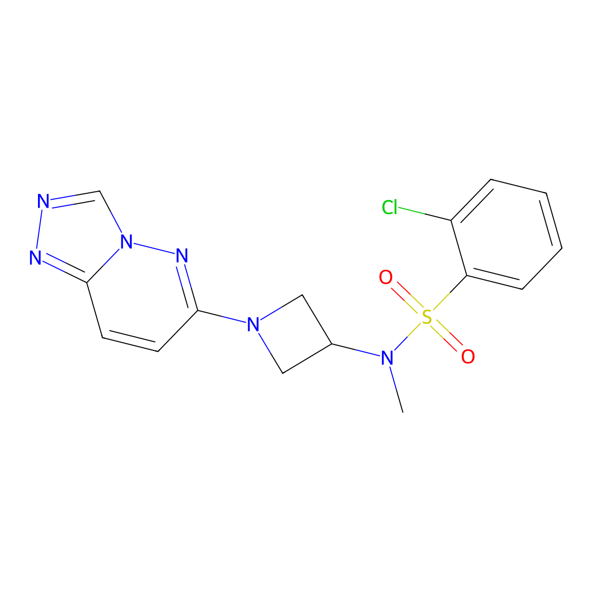 2-chloro-N-methyl-N-(1-{[1,2,4]triazolo[4,3-b]pyridazin-6-yl}azetidin-3-yl)benzene-1-sulfonamide molecular structure, CAS 2319835-64-6