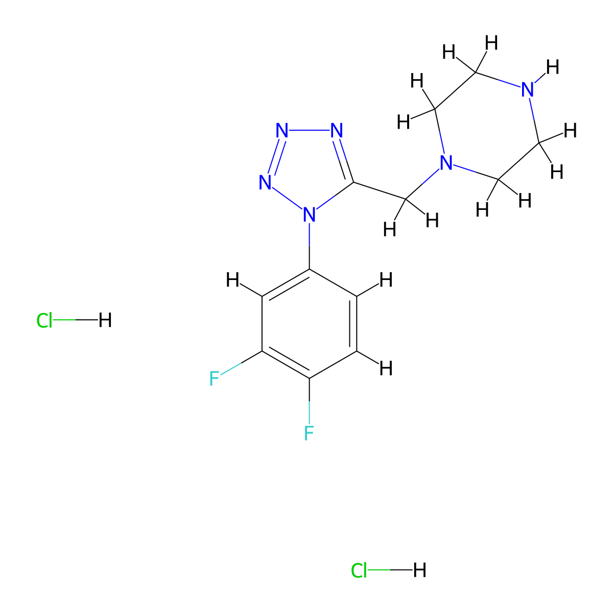 1-((1-(3,4-difluorophenyl)-1H-tetrazol-5-yl)methyl)piperazine dihydrochloride molecular structure, CAS 2319835-97-5