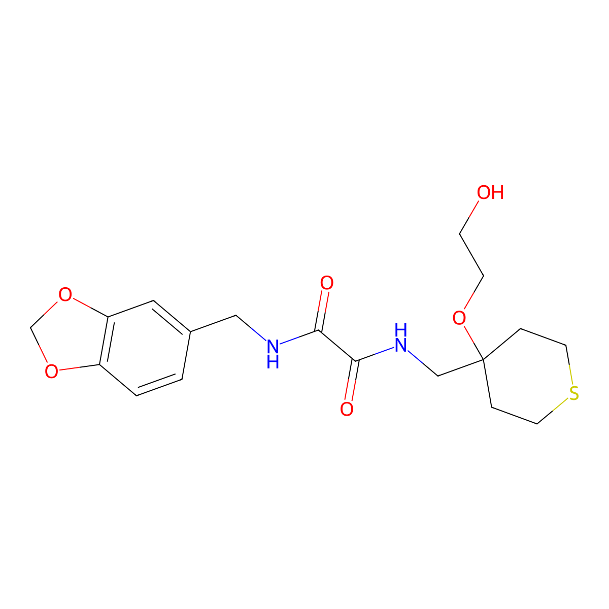 N-[(2H-1,3-benzodioxol-5-yl)methyl]-N'-{[4-(2-hydroxyethoxy)thian-4-yl]methyl}ethanediamide molecular structure, CAS 2319836-22-9