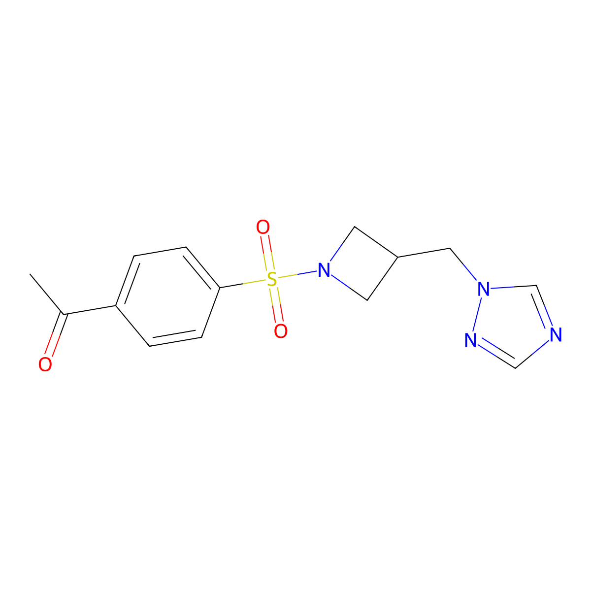1-[4-({3-[(1H-1,2,4-triazol-1-yl)methyl]azetidin-1-yl}sulfonyl)phenyl]ethan-1-one molecular structure, CAS 2319836-41-2