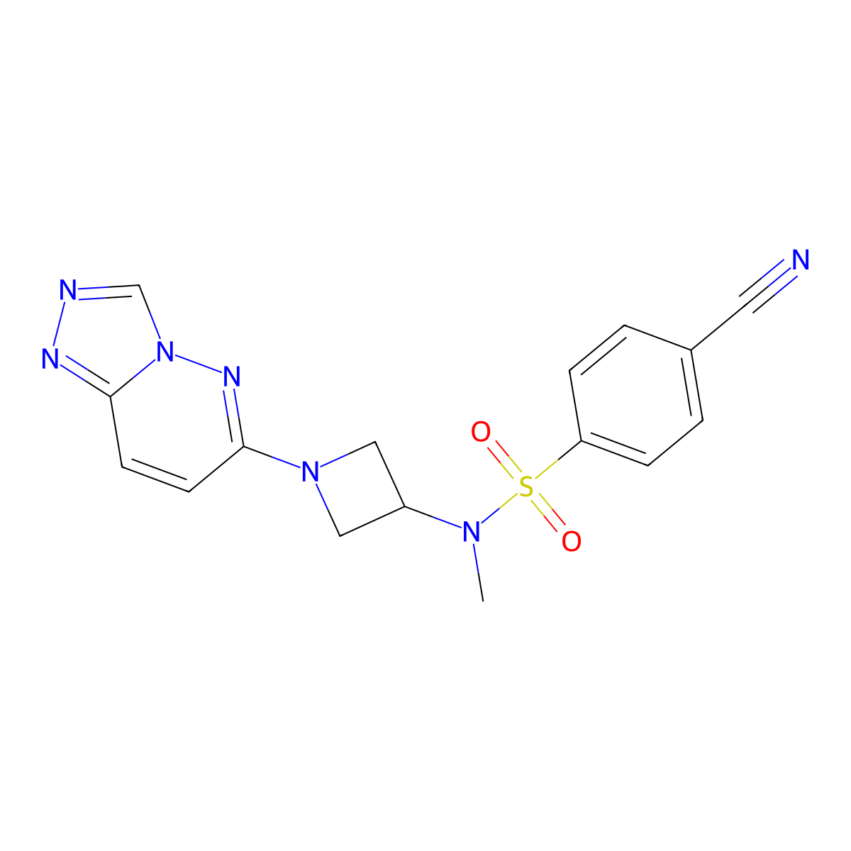 N-(1-([1,2,4]triazolo[4,3-b]pyridazin-6-yl)azetidin-3-yl)-4-cyano-N-methylbenzenesulfonamide molecular structure, CAS 2319836-62-7