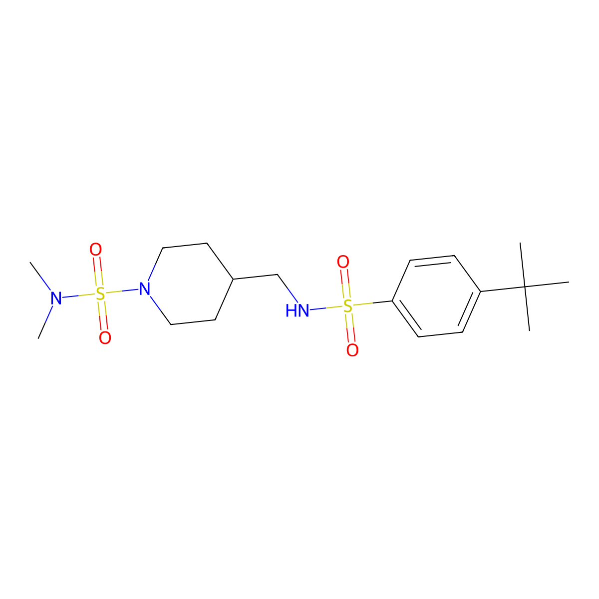 4-[(4-tert-butylbenzenesulfonamido)methyl]-N,N-dimethylpiperidine-1-sulfonamide molecular structure, CAS 2319836-91-2
