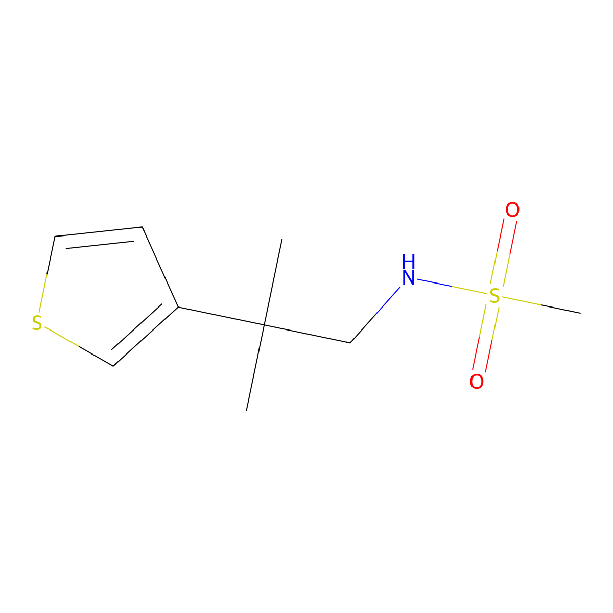 N-(2-methyl-2-(thiophen-3-yl)propyl)methanesulfonamide molecular structure, CAS 2319837-16-4