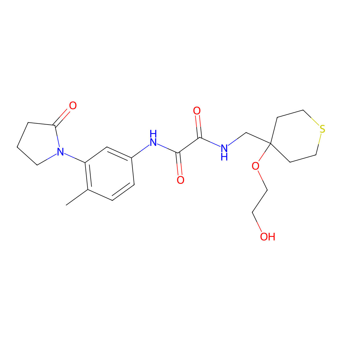 N'-{[4-(2-hydroxyethoxy)thian-4-yl]methyl}-N-[4-methyl-3-(2-oxopyrrolidin-1-yl)phenyl]ethanediamide molecular structure, CAS 2319837-92-6