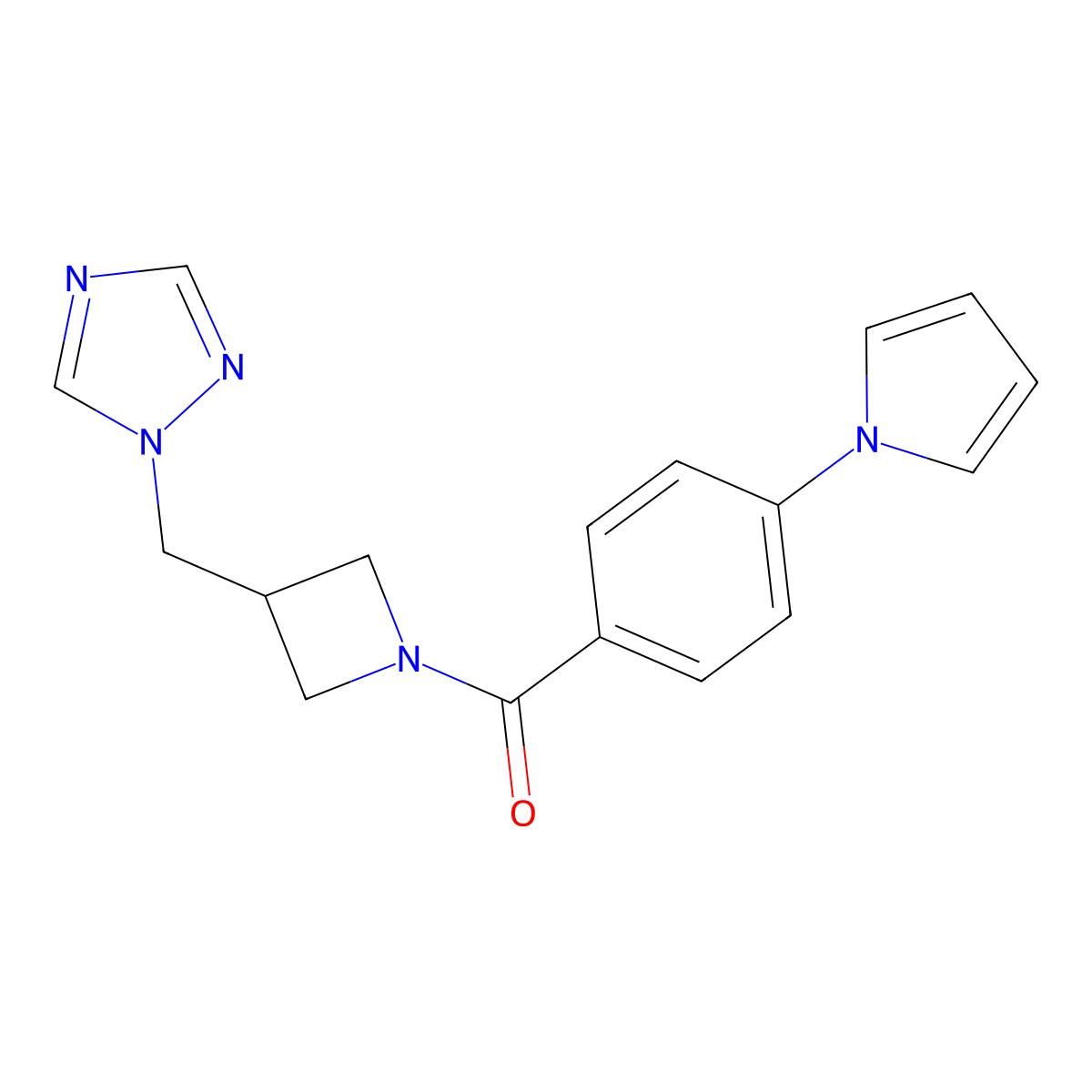 1-({1-[4-(1H-pyrrol-1-yl)benzoyl]azetidin-3-yl}methyl)-1H-1,2,4-triazole molecular structure, CAS 2319838-60-1