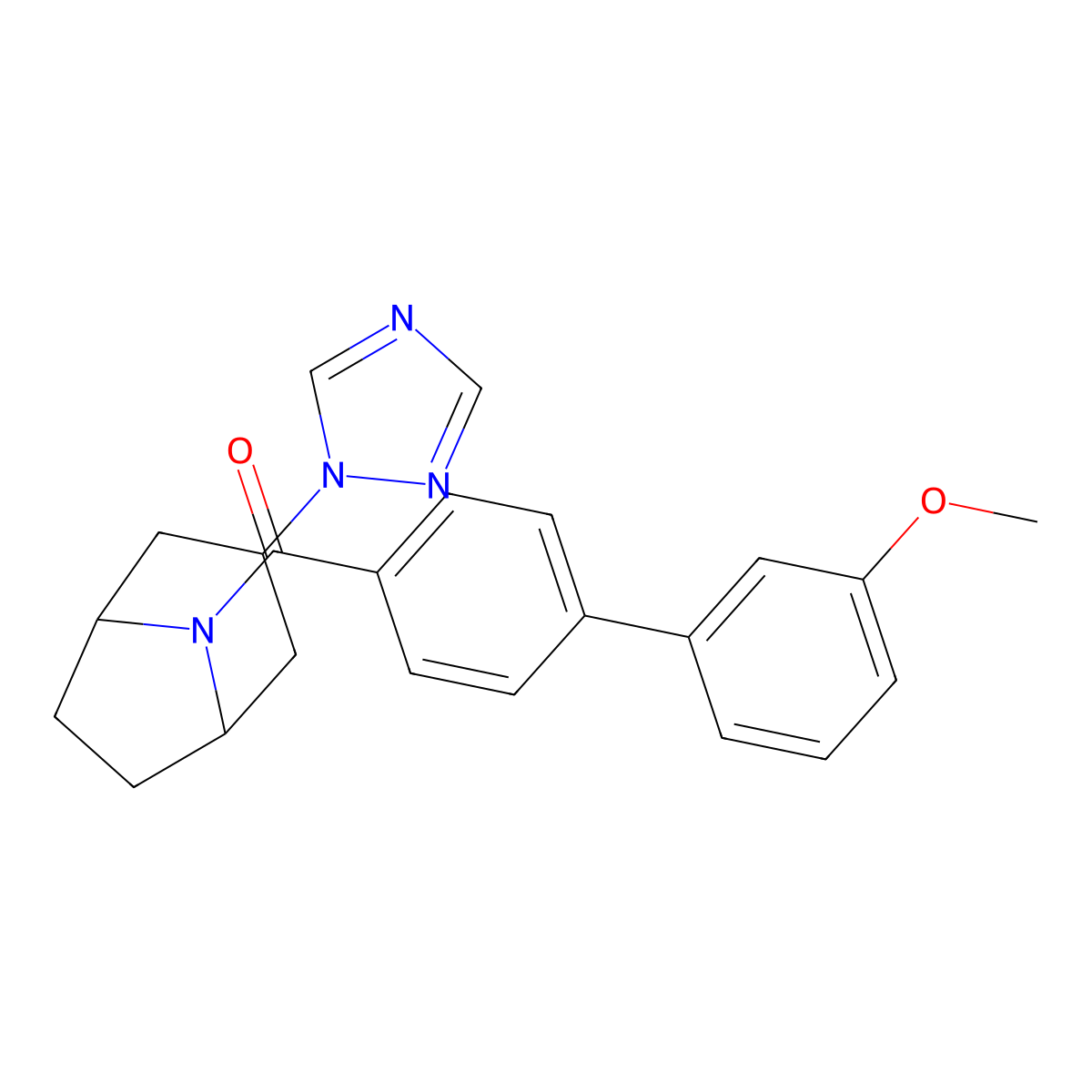 8-{3'-methoxy-[1,1'-biphenyl]-4-carbonyl}-3-(1H-1,2,4-triazol-1-yl)-8-azabicyclo[3.2.1]octane molecular structure, CAS 2319839-02-4