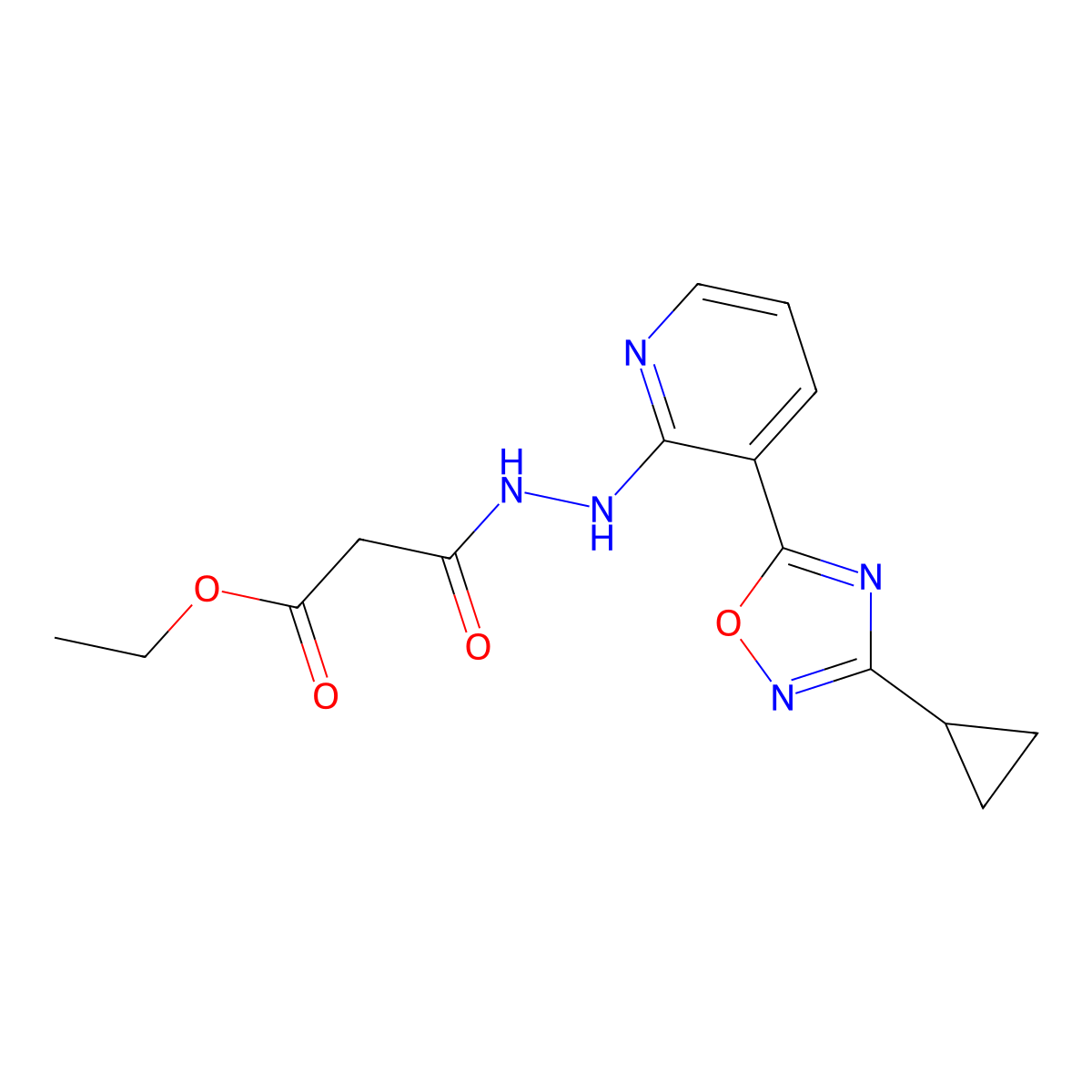 ethyl 2-{N'-[3-(3-cyclopropyl-1,2,4-oxadiazol-5-yl)pyridin-2-yl]hydrazinecarbonyl}acetate molecular structure, CAS 2319839-46-6