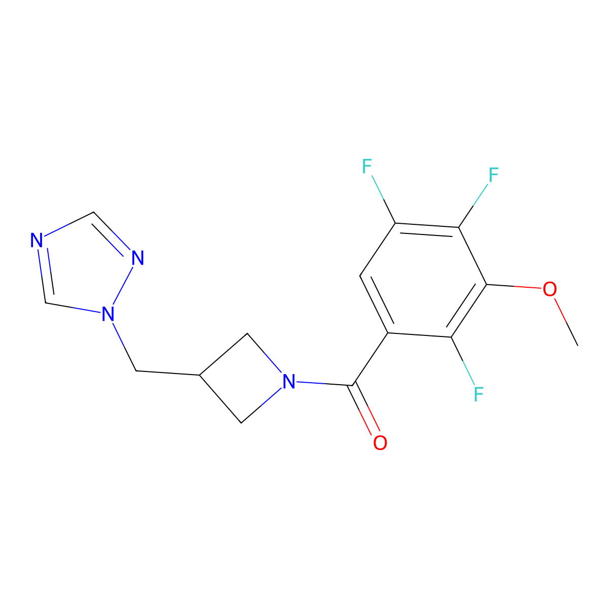 1-{[1-(2,4,5-trifluoro-3-methoxybenzoyl)azetidin-3-yl]methyl}-1H-1,2,4-triazole molecular structure, CAS 2319839-51-3