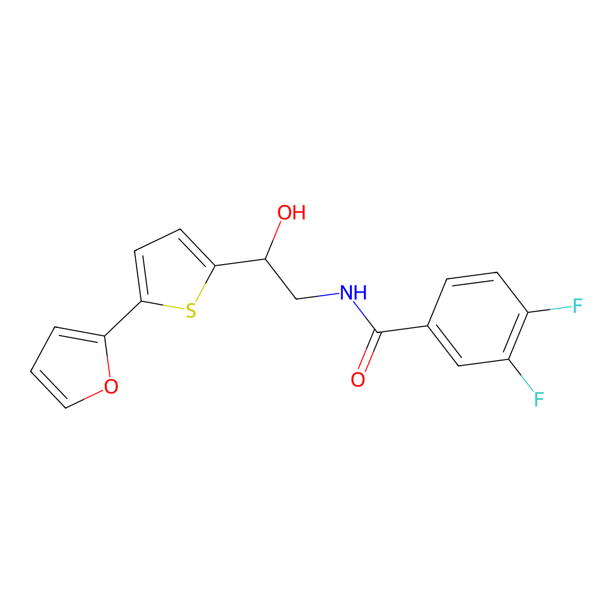 3,4-difluoro-N-{2-[5-(furan-2-yl)thiophen-2-yl]-2-hydroxyethyl}benzamide molecular structure, CAS 2319840-04-3