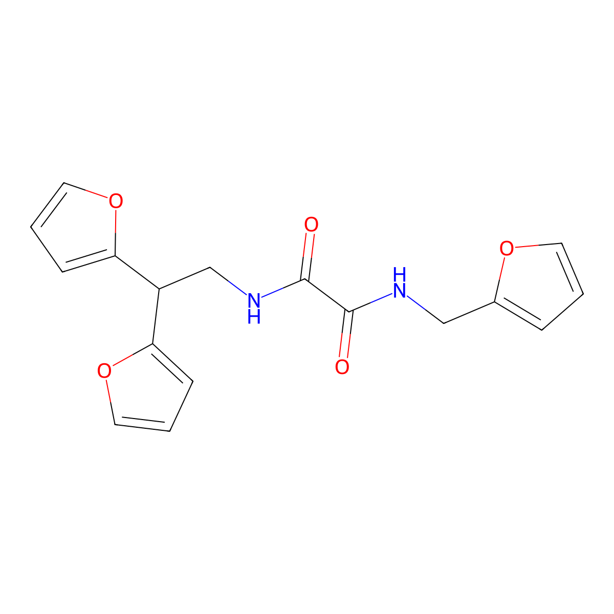 N1-(2,2-di(furan-2-yl)ethyl)-N2-(furan-2-ylmethyl)oxalamide molecular structure, CAS 2319840-29-2