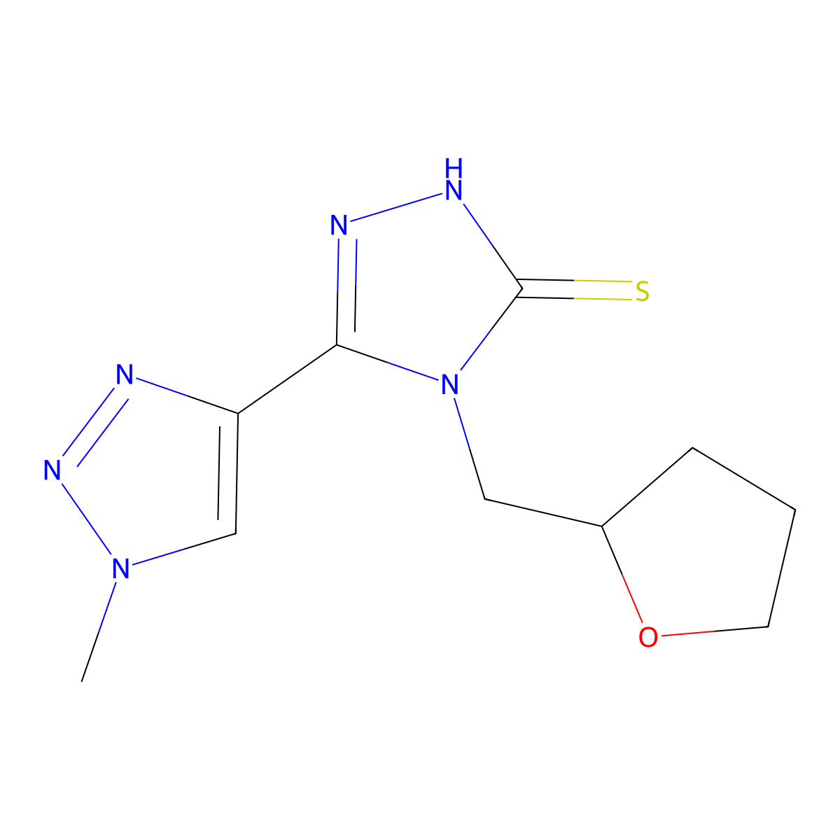 3-(1-methyl-1H-1,2,3-triazol-4-yl)-4-[(oxolan-2-yl)methyl]-4,5-dihydro-1H-1,2,4-triazole-5-thione molecular structure, CAS 2319841-23-9